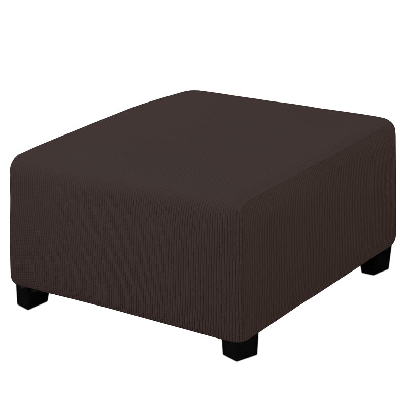 EasyGoing Stretch Ottoman Cover Folding Storage Stool Furniture Protector Soft slipcover with Elastic Bottom MediumChocolate