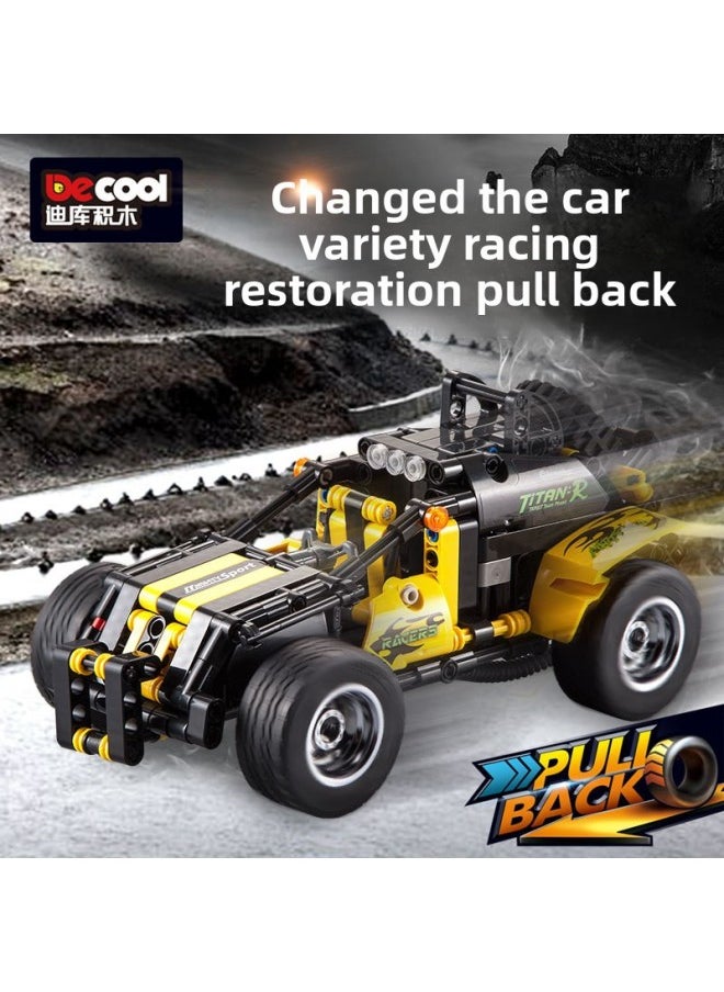 Generic - Diku Building Block Technology Mechanical Width Special GT Pull Back Function Assembled Formula Racing Model Boy Toy Gift-Color:3812/Desert Speed Offroad Racing - Image 1