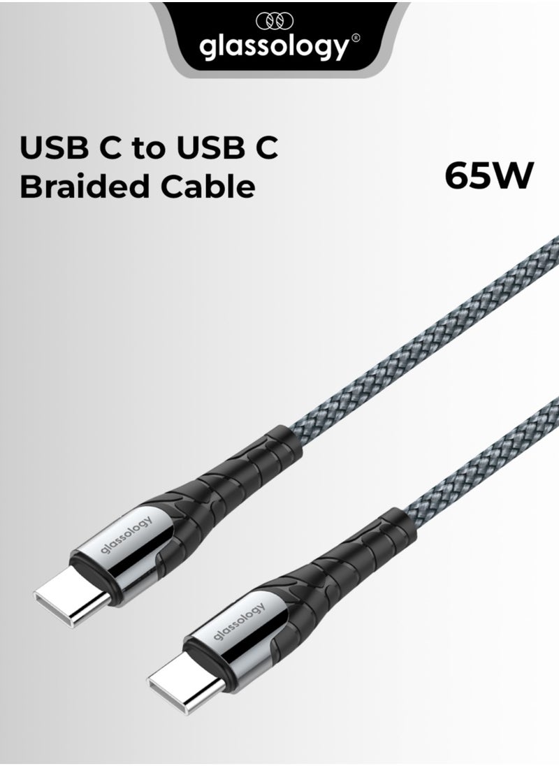 glassology 65W USB C Cable 1 Meter, PD 3.0 3A Fast Charging Cord Type C Cable Compatible with All iPhone Series, Windows And MacBook Pro, MacBook Air, iPad Pro, Samsung Galaxy S23/22/Z Fold/Z Flip, Google Pixel 7/6A,PS5,  - Image 1