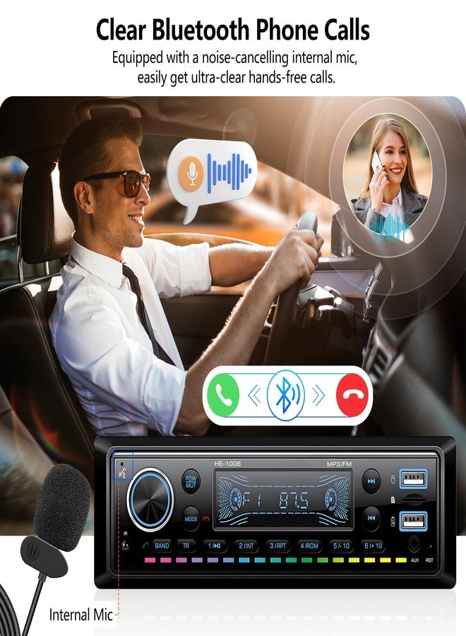AMprime Single Din Car Stereo Marine Radio Bluetooth Multimedia Car Audio Receivers with Digital LCD Display FM Car Radio USB/SD/AUX-in MP3 Multimedia Player Lossless Sound Quality Quick Charge+Remote Control - Image 3