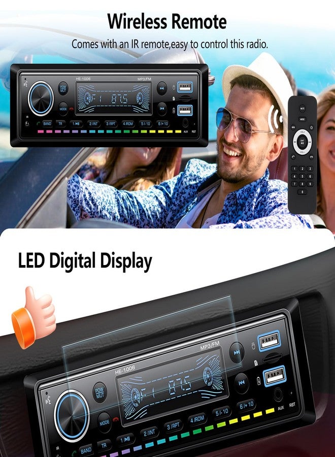 AMprime Single Din Car Stereo Marine Radio Bluetooth Multimedia Car Audio Receivers with Digital LCD Display FM Car Radio USB/SD/AUX-in MP3 Multimedia Player Lossless Sound Quality Quick Charge+Remote Control - Image 5