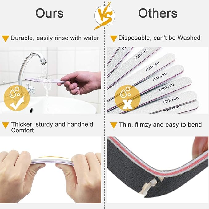 BLESWIN Professional Nail Files Double Sided Emery Board for Nails 180240 Grit Coarse Washable Nail Files for Acrylic Nails Natural Nails 12 Pack Fine Grit Nail File - Image 3