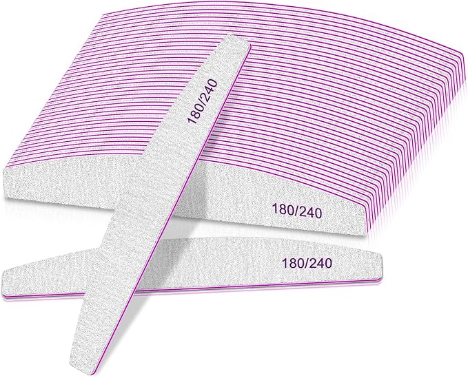 BLESWIN Professional Nail Files Double Sided Emery Board for Nails 180240 Grit Coarse Washable Nail Files for Acrylic Nails Natural Nails 12 Pack Fine Grit Nail File - Image 1