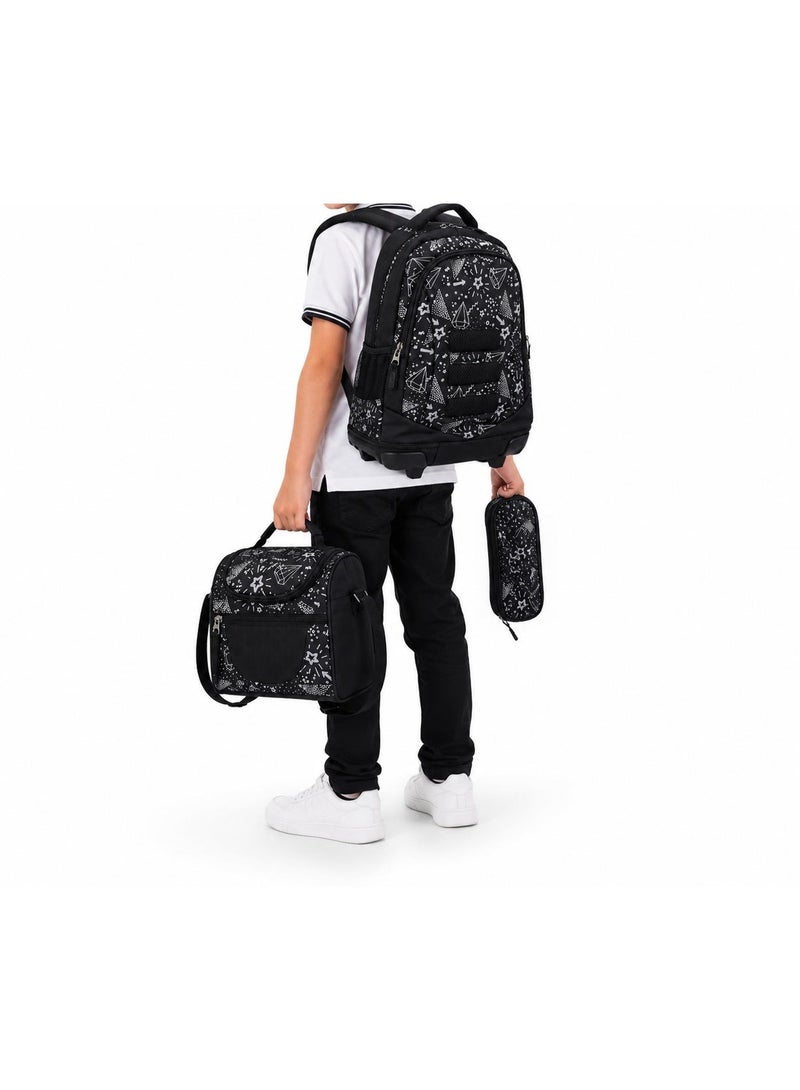 RENOVO Kids Rolling School Backpack with Handle – Black | Multi-Pocket Lightweight Travel & School Bag - Image 2