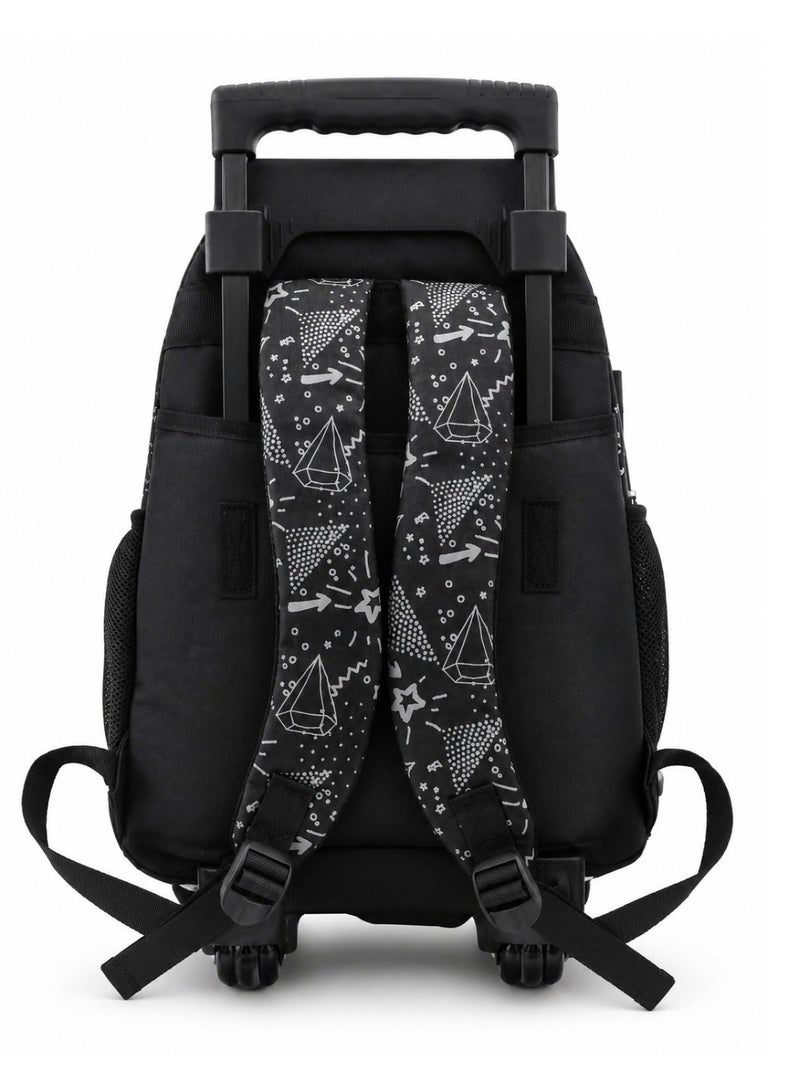 RENOVO Kids Rolling School Backpack with Handle – Black | Multi-Pocket Lightweight Travel & School Bag - Image 3