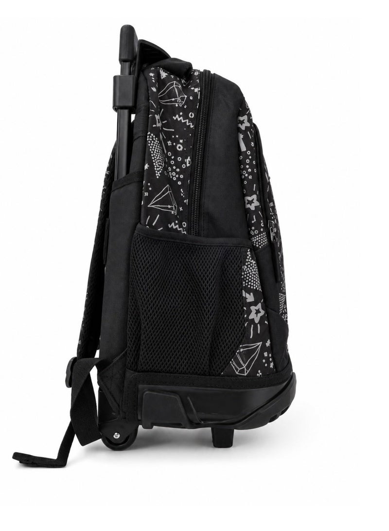 RENOVO Kids Rolling School Backpack with Handle – Black | Multi-Pocket Lightweight Travel & School Bag - Image 4
