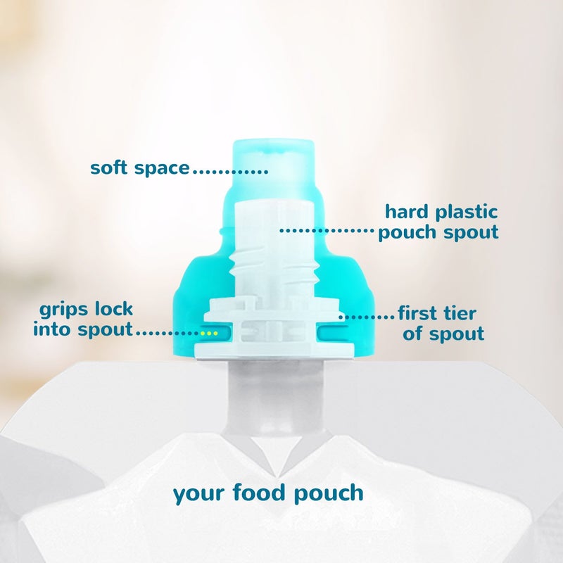 ChooMee SoftSip Food Pouch Top  Baby Led Weaning  No Spill Flow Control Valve Protects Childs Mouth 100 Silicone BPA Free  Swirl Colors 4 CT - Image 3