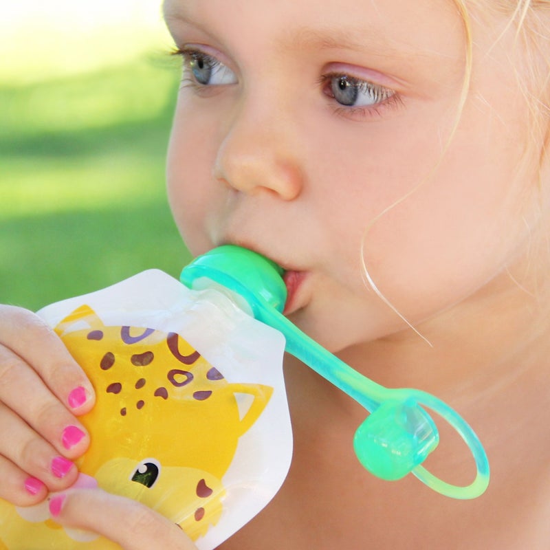 ChooMee SoftSip Food Pouch Top  Baby Led Weaning  No Spill Flow Control Valve Protects Childs Mouth 100 Silicone BPA Free  Swirl Colors 4 CT - Image 2