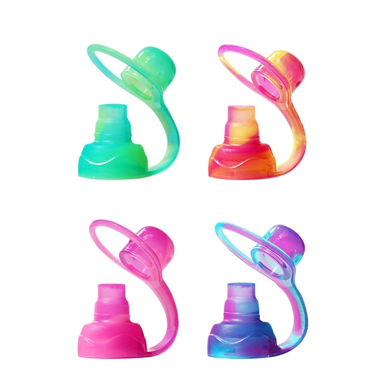 ChooMee SoftSip Food Pouch Top  Baby Led Weaning  No Spill Flow Control Valve Protects Childs Mouth 100 Silicone BPA Free  Swirl Colors 4 CT - Image 1