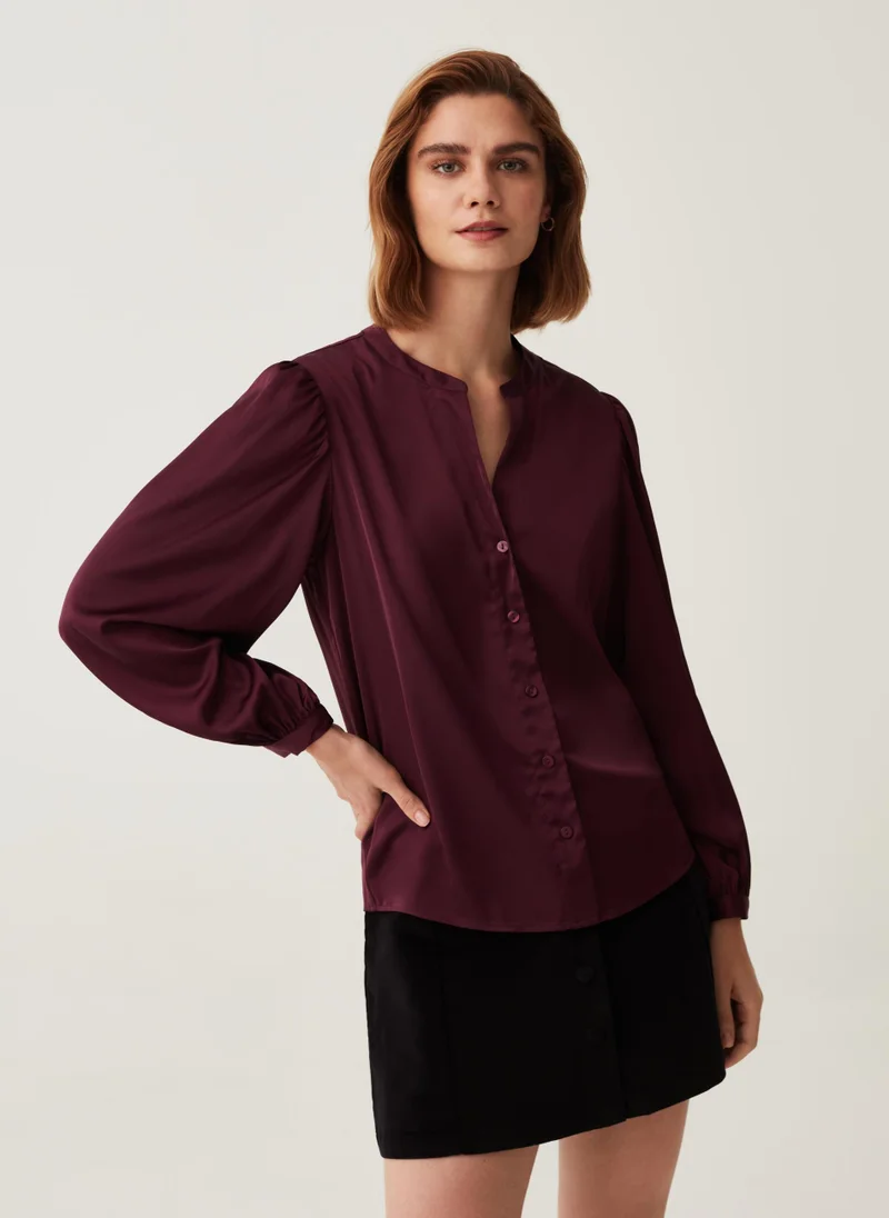 Ovs Satin shirt with mandarin collar