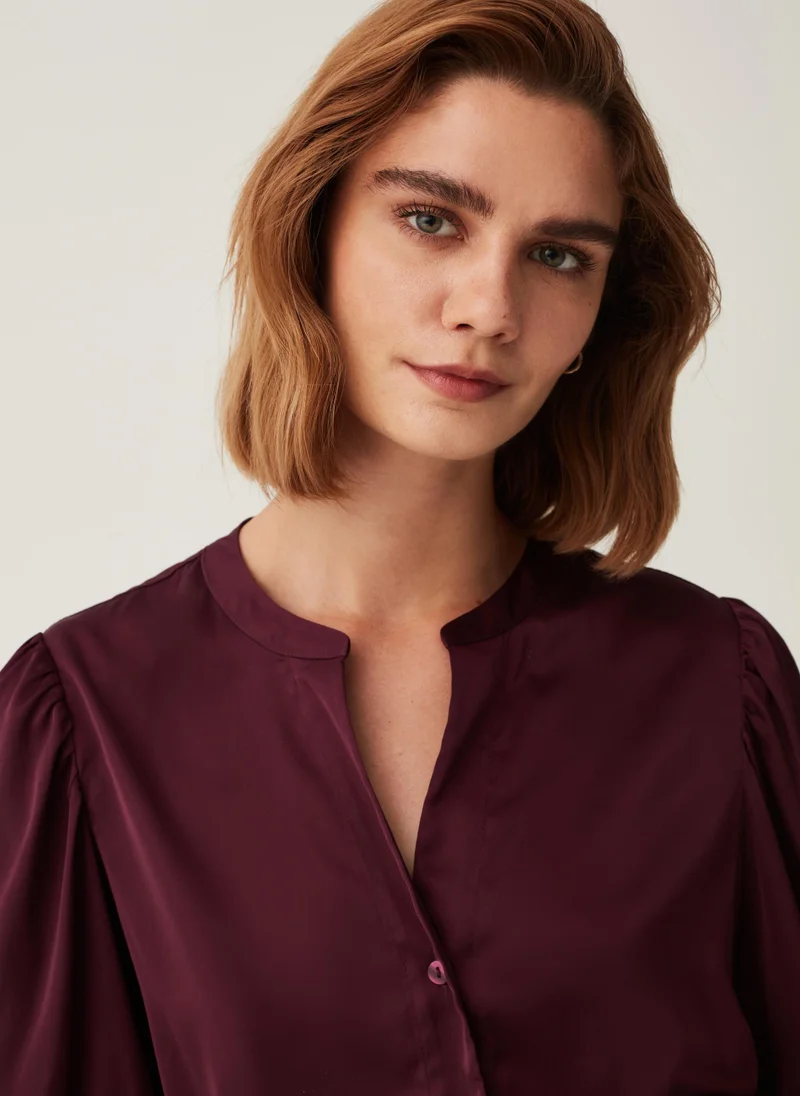 Ovs Satin shirt with mandarin collar