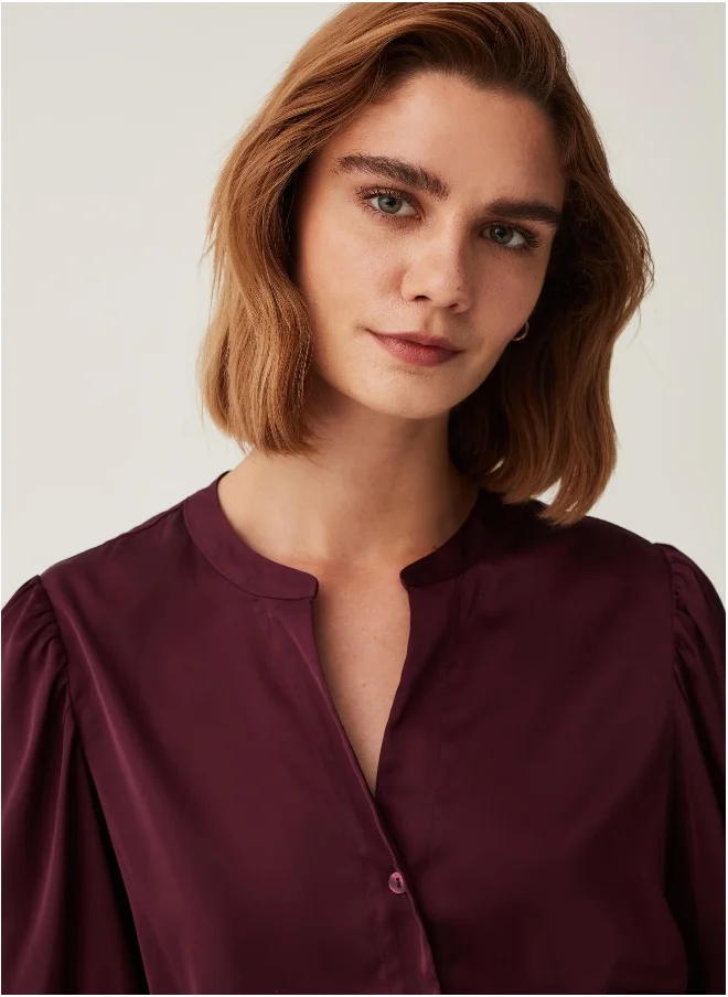 Ovs Satin shirt with mandarin collar