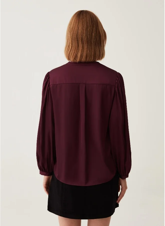 Ovs Satin shirt with mandarin collar