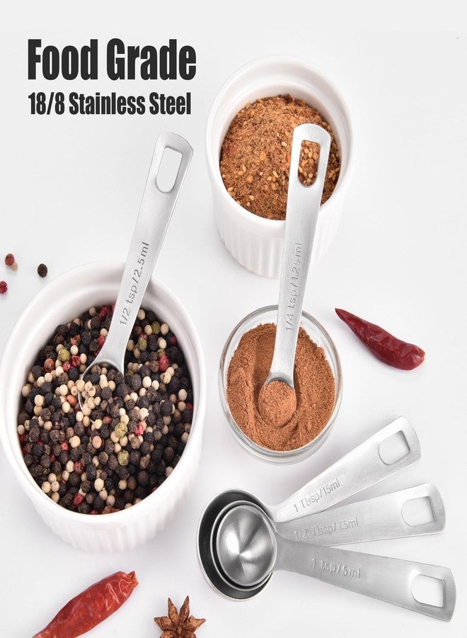 Doosu Measuring Spoons Set of 8-18/8 Stainless Steel Heavy Duty Teaspoons Tablespoons with Engraved Metric & US Measurements, Metal Measure Spoon for Dry and Liquid Ingredients, Dishwasher Safe - Image 3