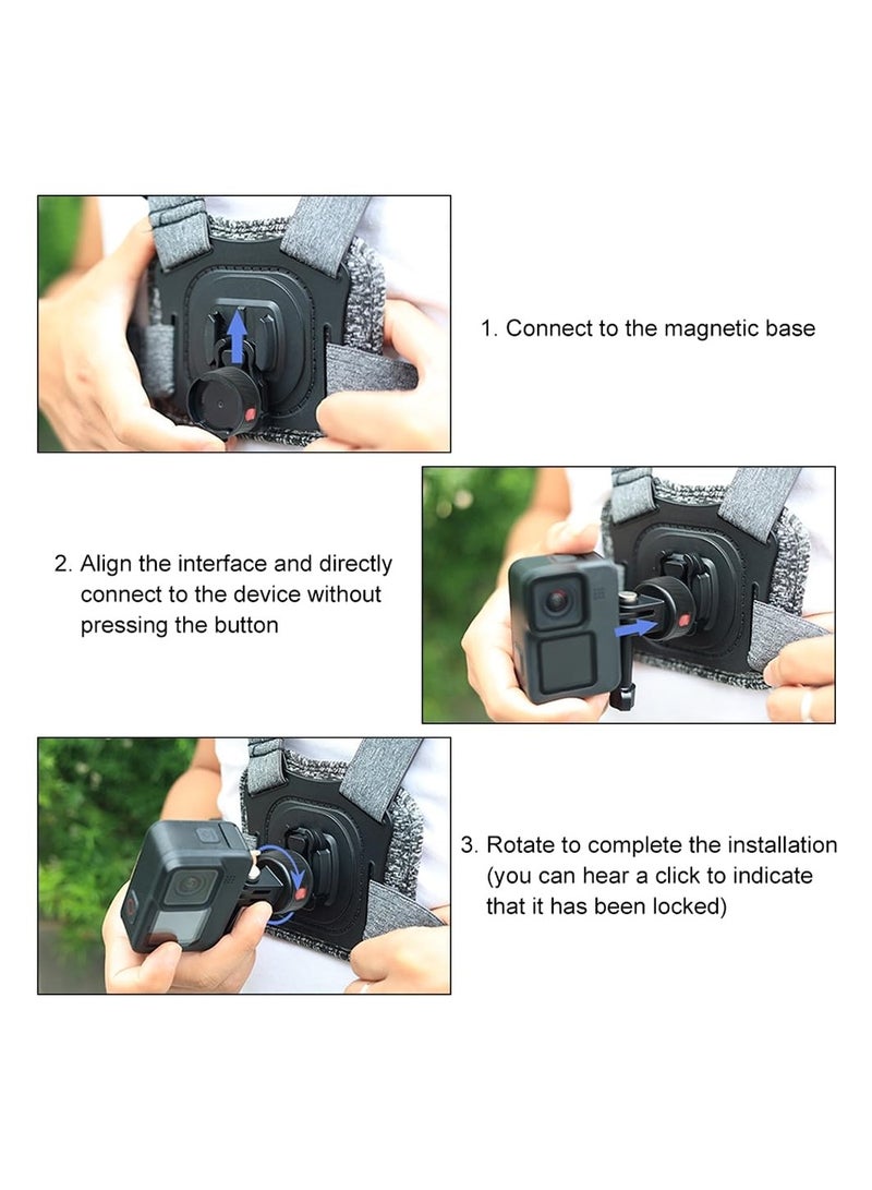 Excefore Magnetic Suction Adapter Tripod Adapter Quick Release Base Mount Action Camera Accessories Screws Free with Magnetic Base Compatible with 11/10/9/8/7 Insta 360 AKASO DJI Action - Image 3