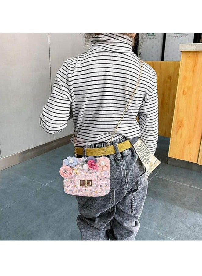 Little Girls Crossbody Purse with Pearl Flowers, Mini Cute Princess Handbags, Shoulder Bag, Large Capacity, Unique and Stylish, Cute Design, for Girls Toddler Kids, Flowers Pink - Image 3