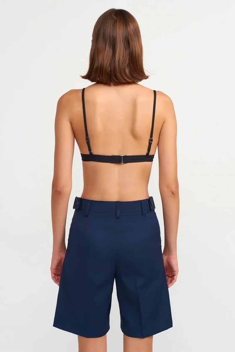 Dilvin Navy Blue DILVIN High-Waist Belted Wide-Leg Shorts for Women | Best Price UAE