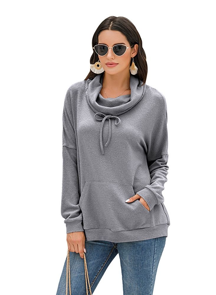 Loquat Loose Long Sleeve Solid Cashmere Pullover Grey  - Image 1