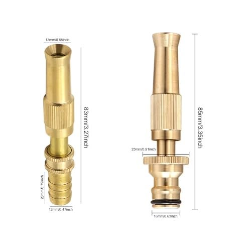 RecDec 2 Pack High Pressure Hose Nozzle with Quick Connect Fittings and Barb Fitting Brass Adjustable Twist Pressure Jet Nozzles for Water Hose Sprayer Garden Hose Car Wash 1/4 inch Water Tubing - Image 2