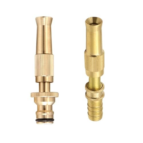 RecDec 2 Pack High Pressure Hose Nozzle with Quick Connect Fittings and Barb Fitting Brass Adjustable Twist Pressure Jet Nozzles for Water Hose Sprayer Garden Hose Car Wash 1/4 inch Water Tubing - Image 1