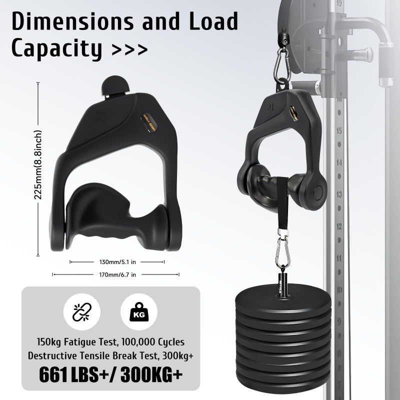 Ergonomic Non-Slip D Handle Cable Attachment, Cable Machine Handles for LAT Pulldown, Gym Handles for Cables with Capacity Up to 600LBS - Image 2