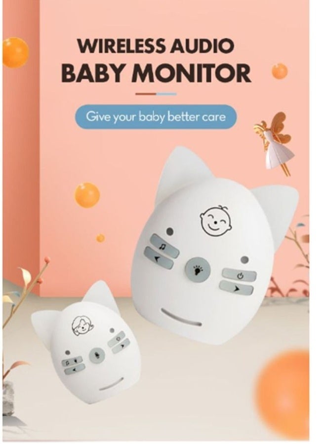 Wireless Audio Baby Monitor Two-way Talk Back Long Range Transmission VOX Mode Night Light Music Play Volume Adjustment Dual Power Supply - Image 2