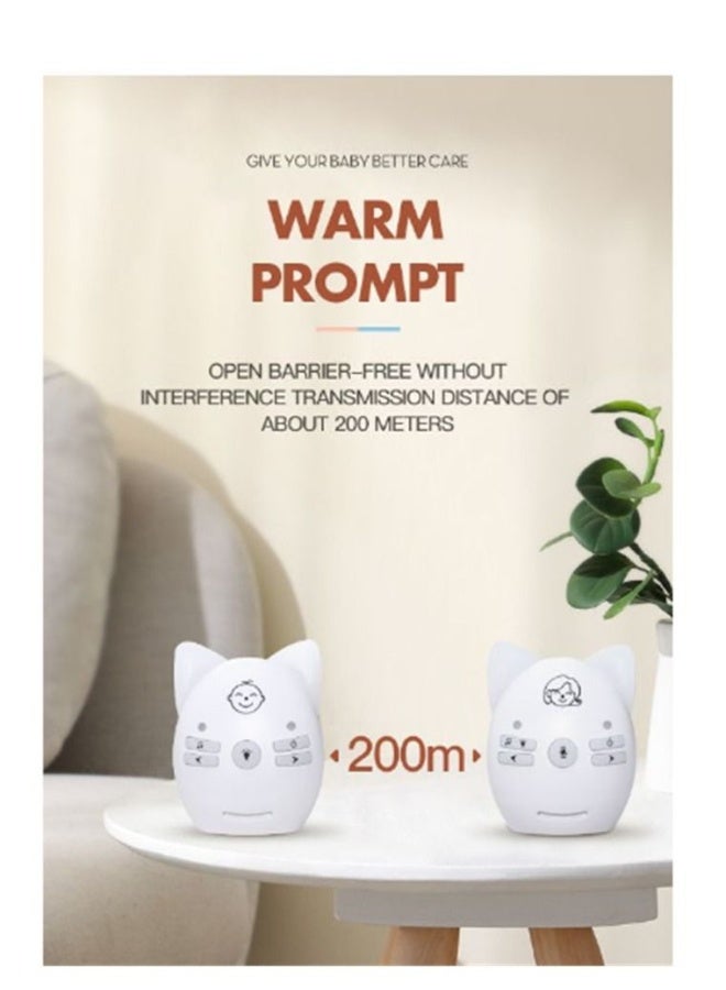 Wireless Audio Baby Monitor Two-way Talk Back Long Range Transmission VOX Mode Night Light Music Play Volume Adjustment Dual Power Supply - Image 5
