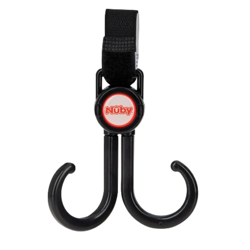 Nuby Double Stroller Hook, Adjustable Hook, Black or Grey - Image 1