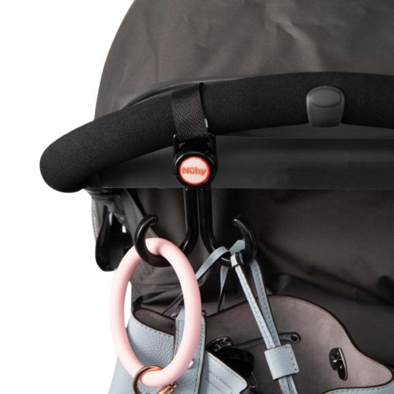 Nuby Double Stroller Hook, Adjustable Hook, Black or Grey - Image 4