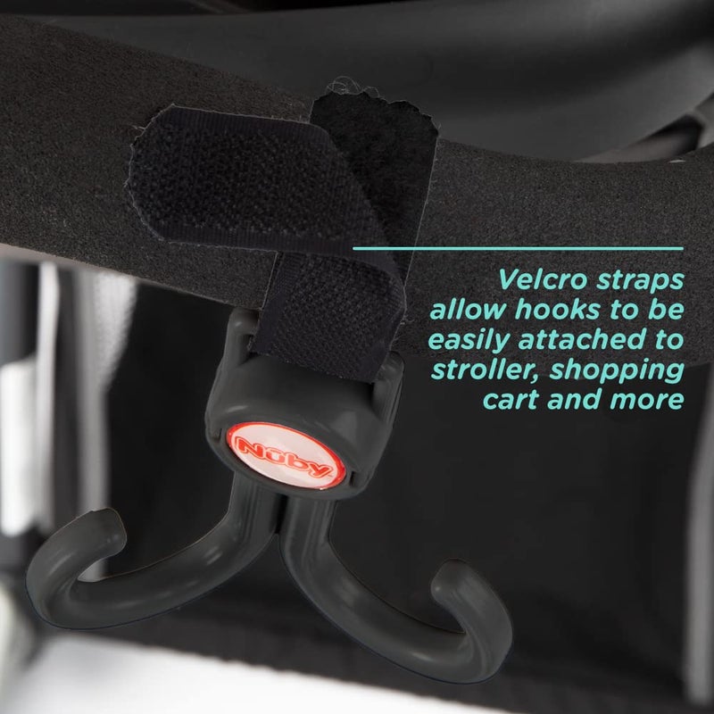Nuby Double Stroller Hook, Adjustable Hook, Black or Grey - Image 5