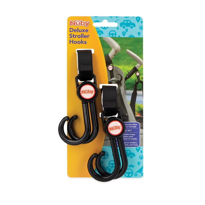Nuby Double Stroller Hook, Adjustable Hook, Black or Grey - Image 2