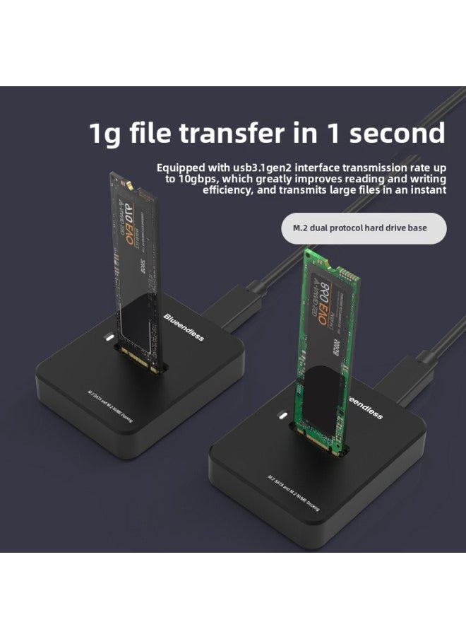 Generic M2 Dual Protocol Nvme/sata Hard Disk Holder Usb3.1 Notebook Solid State SSD External Mobile Hard Disk Box Socket-Color:Sata Single Protocol Base  - Image 3