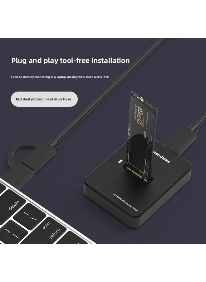 Generic M2 Dual Protocol Nvme/sata Hard Disk Holder Usb3.1 Notebook Solid State SSD External Mobile Hard Disk Box Socket-Color:Sata Single Protocol Base  - Image 5