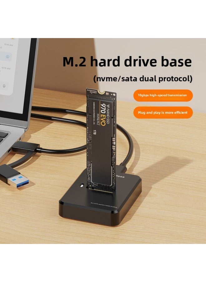 Generic M2 Dual Protocol Nvme/sata Hard Disk Holder Usb3.1 Notebook Solid State SSD External Mobile Hard Disk Box Socket-Color:Sata Single Protocol Base  - Image 2