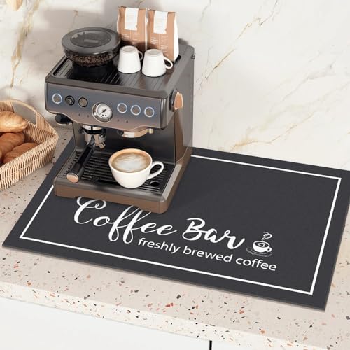 Findosom 12"x 20" Dish Drying Mat, Super Absorbent & Cuttable Coffee Mat, Hide Stain Bar Mat for Kitchen Counter, Coffee Bar Accessories, Black - Image 5