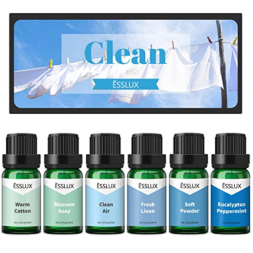 ESSLUX Fragrance Oil ESSLUX Clean Set of Scented Oils Essential Oils for Diffuser for Home Premium Soap Candle Making Scents Aromatherapy Oils Gift Set Clean Air Fresh Linen Warm Cotton and More - Image 1