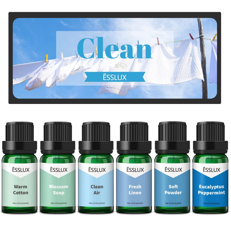 ESSLUX Fragrance Oil ESSLUX Clean Set of Scented Oils Essential Oils for Diffuser for Home Premium Soap Candle Making Scents Aromatherapy Oils Gift Set Clean Air Fresh Linen Warm Cotton and More - Image 2