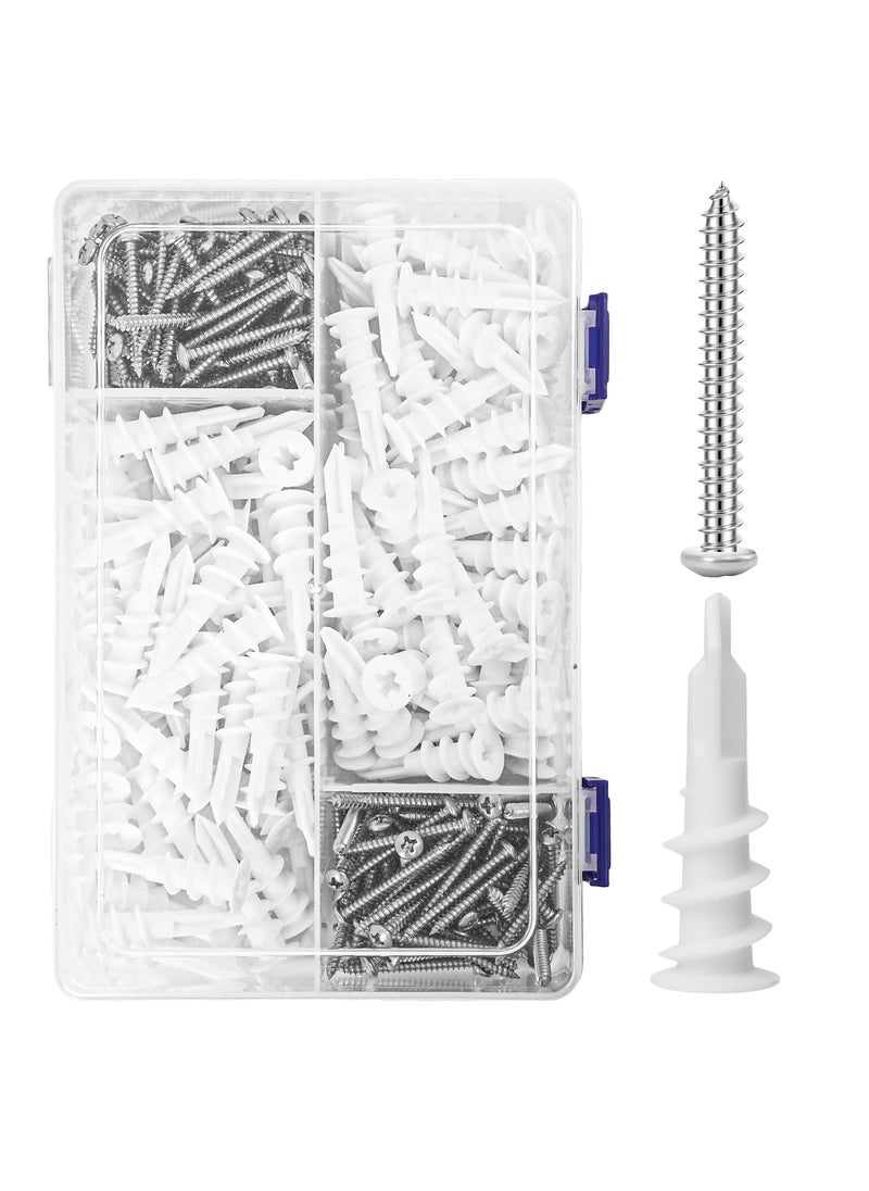 ZFHDBM Self Drilling Drywall Anchors, 240PCs Dry Wall Anchors and Screws Kit for Hanging Sheetrock, 120 Self-Tapping Plastic Drywall Hangers 120 Sheet Rock Screws, Heavy Duty 75LB Hanging ZFHDBN  - Image 1