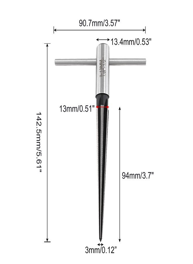 LifCratms 1/8"-1/2" (3-13mm) T Handle Tapered Reamer, 6 Fluted Chamfer Reaming Tool, Guitar Bridge Pin Hole Handle Tapered Reamers Woodworker Luthier Tool - Image 3