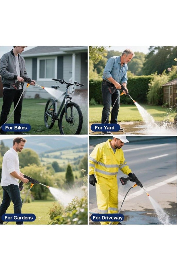 Portable High Pressure Water Gun,Rechargeable Cordless Pressure Washer With Two 48V Lithium Battery, 5 m Hose and 3 Nozzles, Portable Washer Gun or Electric Washing Gun for Washing Cars, Floors, Garden. - Image 4