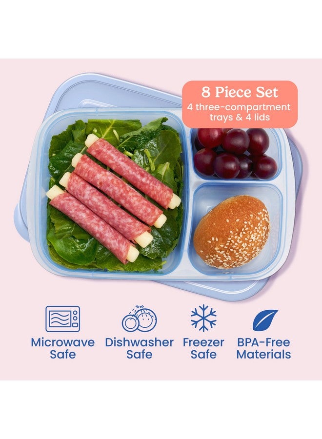 Bentgo Easyboxes - Original Stackable Lunch Boxes - Reusable 3-Compartment Food Containers for Kids and Adults - Bento Lunch Box for Meal Prep, School, & Work - BPA Free, Set of 4 (Pastels) - Image 3
