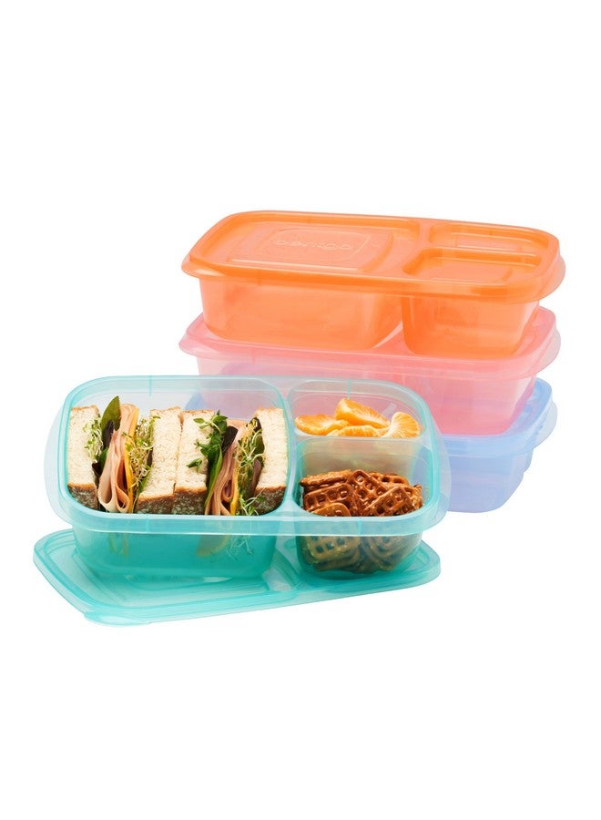 Bentgo Easyboxes - Original Stackable Lunch Boxes - Reusable 3-Compartment Food Containers for Kids and Adults - Bento Lunch Box for Meal Prep, School, & Work - BPA Free, Set of 4 (Pastels) - Image 1