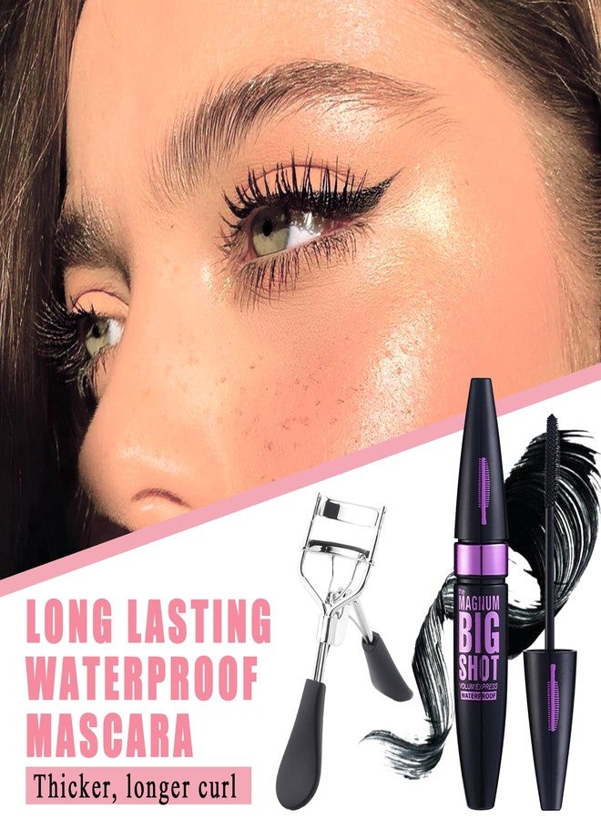 LZYLLS Black Telescopic Mascara Set,3PCS Black Mascara Volume and Length for Eye Makeup,Waterproofing No Clumping,No Smudging Curly Lash Cream with Eyelash Curler(D) - Image 2