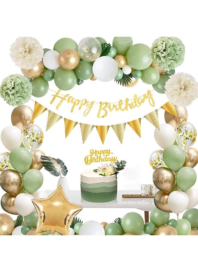 Arabest - Multicolour Birthday Party Balloon Set, 58 PCS Birthday Decorations, Include Paper Hanging Birthday Banner, Confetti Balloon, Tissue Pompoms, Party Decoration Ambiance Set for Graduation, Baby Shower, Wedding, Birthday - Image 1