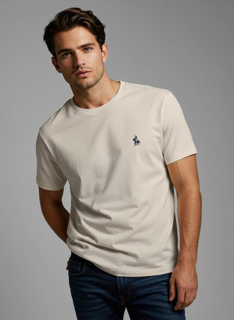 trendyol Stone Regular/Regular Cut Horse Embroidery Detail 100% Cotton T-Shirt Tmnss24Ts00056 - Image 1