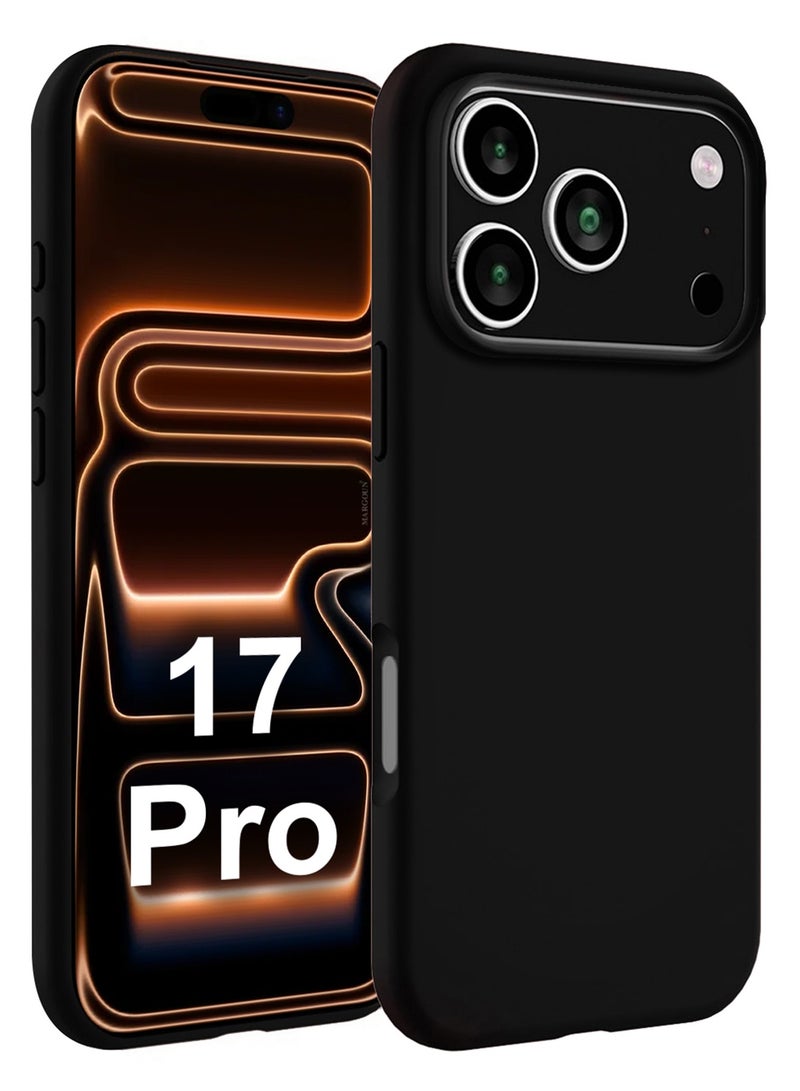 CATANES Silicone Protective Phone Case for iPhone 17 Pro - Soft Anti-Scratch Microfiber Lining Ultra Slim Drop Protection Phone Cover - Black - Image 1