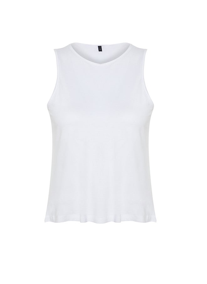 trendyol - White Viscose Regular/Normal Fit Crew Neck Knitted Blouse TWOSS24BZ00502 - Image 1