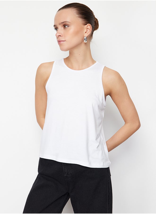 trendyol - White Viscose Regular/Normal Fit Crew Neck Knitted Blouse TWOSS24BZ00502 - Image 1