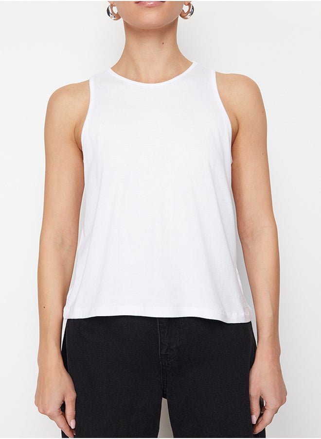trendyol - White Viscose Regular/Normal Fit Crew Neck Knitted Blouse TWOSS24BZ00502 - Image 1
