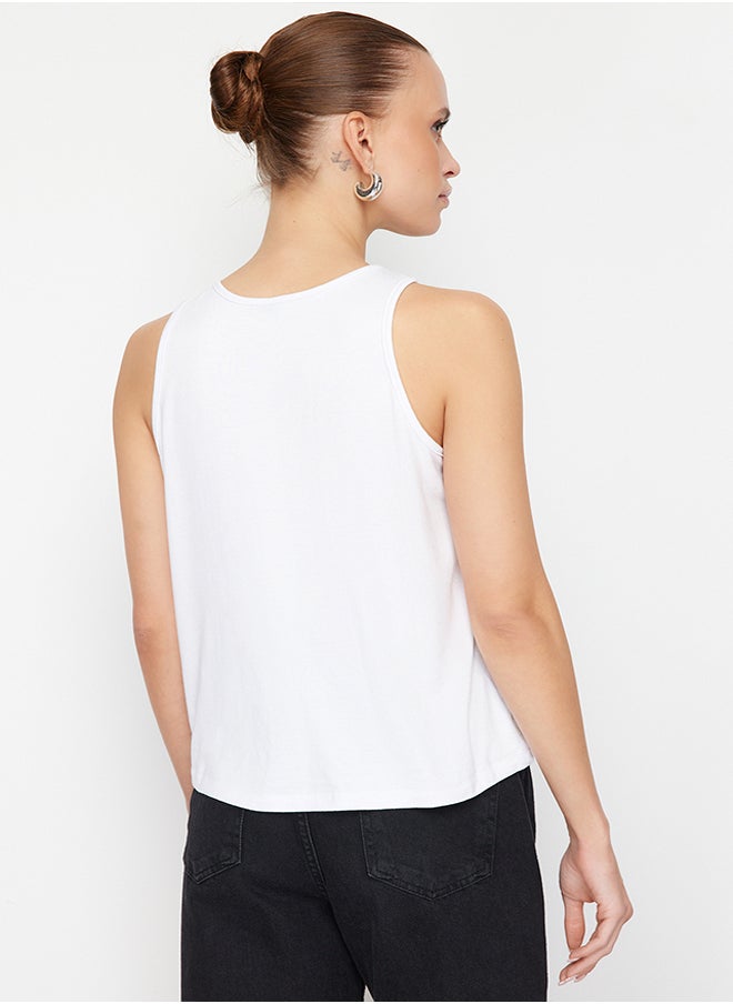 trendyol - White Viscose Regular/Normal Fit Crew Neck Knitted Blouse TWOSS24BZ00502 - Image 1